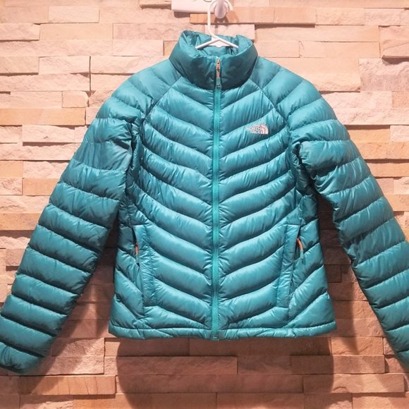 North Face Womens Small Blue Goose Down Puffer Jacket Quilted Winter Puff Coat S - Picture 1 of 9